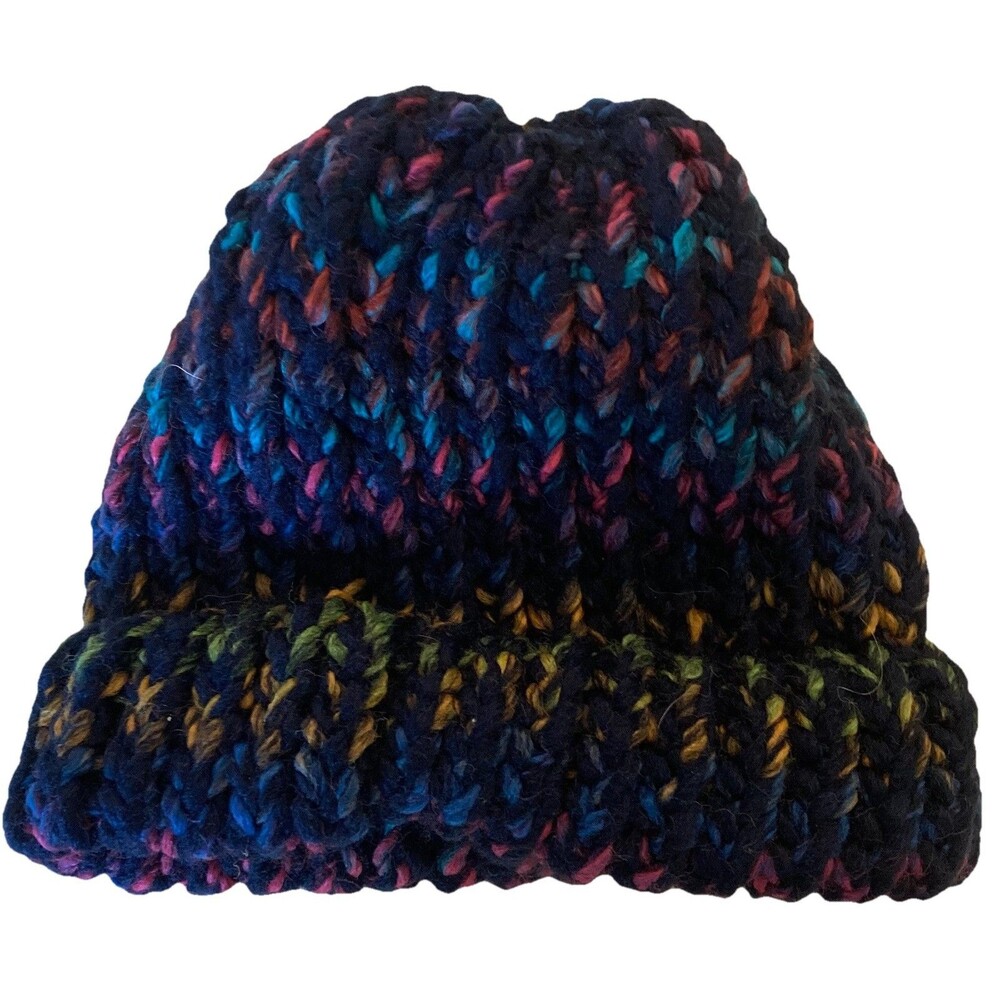 Handmade Chunky Knit Multicolor Baby Beanie Hat With Chunky Yarn